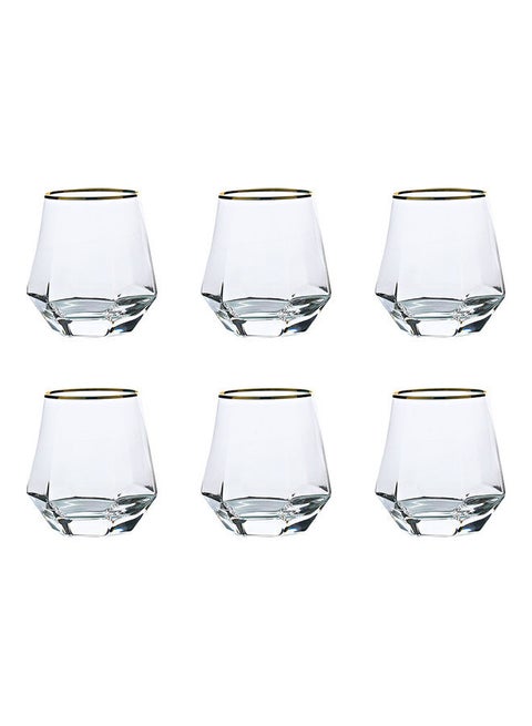 6-Piece Hexagonal Low Glass Set Clear 9.2x9.3cm