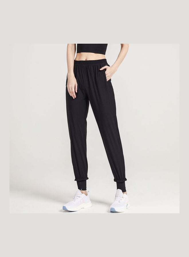Ankle-Banded Solid Sweatpants Black - Image 1