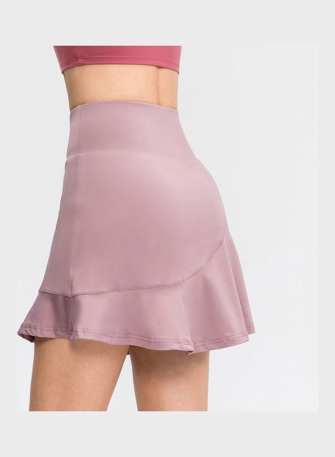 Quick Dry Ruffled Sport Skirt With Shorts Purple/Black  - Image 3