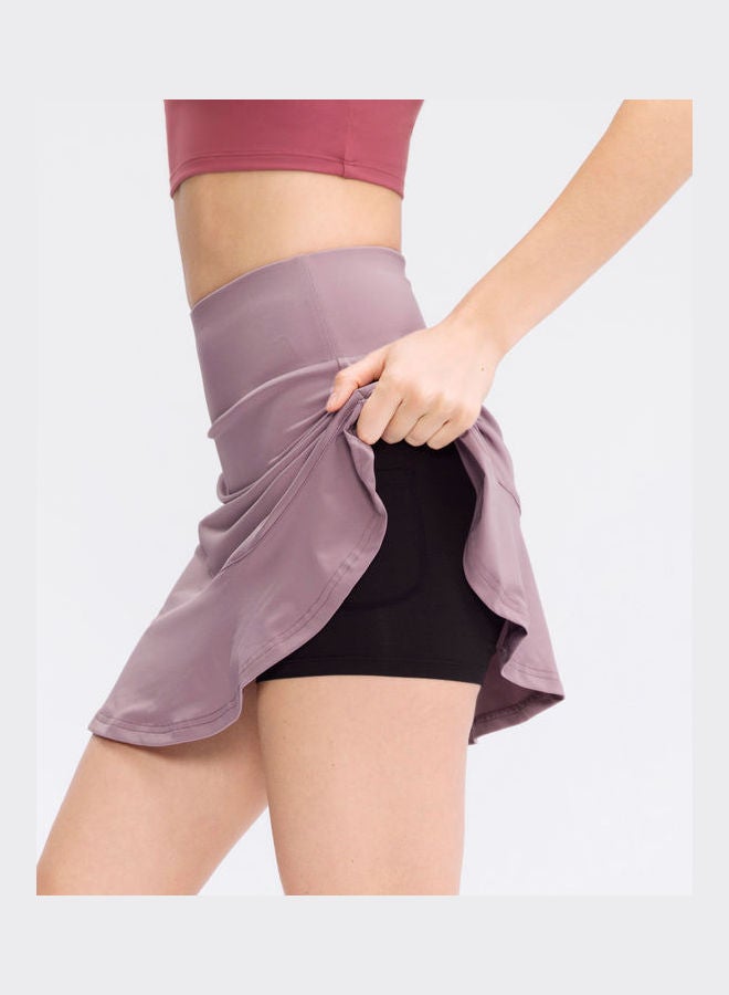 Quick Dry Ruffled Sport Skirt With Shorts Purple/Black  - Image 2