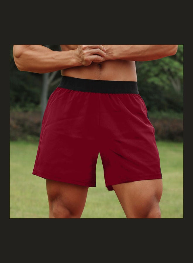 Sports Shorts with Pockets Burgundy  - Image 1