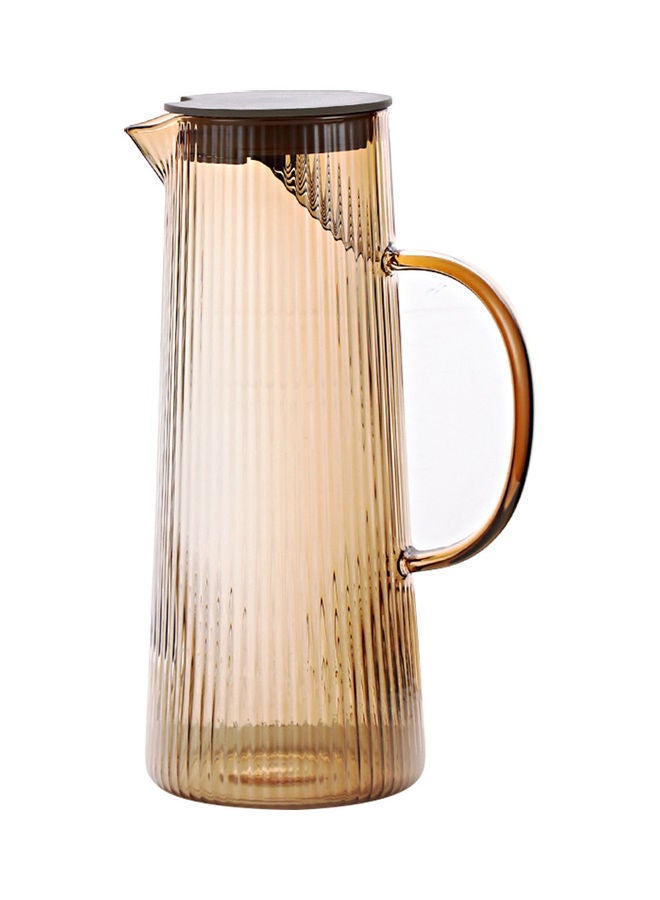 Shuer - Nordic Style Striped Glass Jug Brown 9.5x9.5x25cm - Image 1