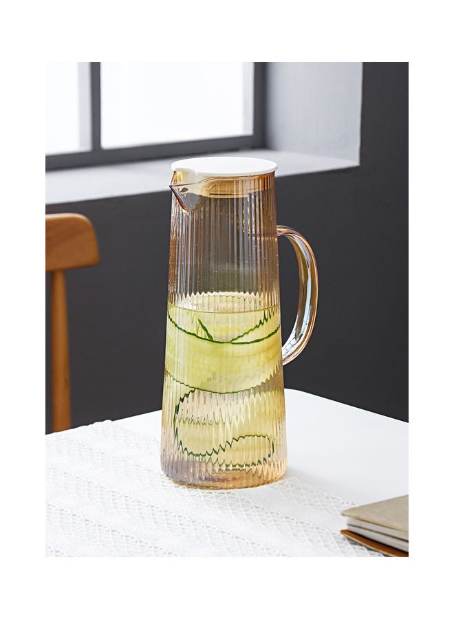 Shuer - Nordic Style Striped Glass Jug Brown 9.5x9.5x25cm - Image 1
