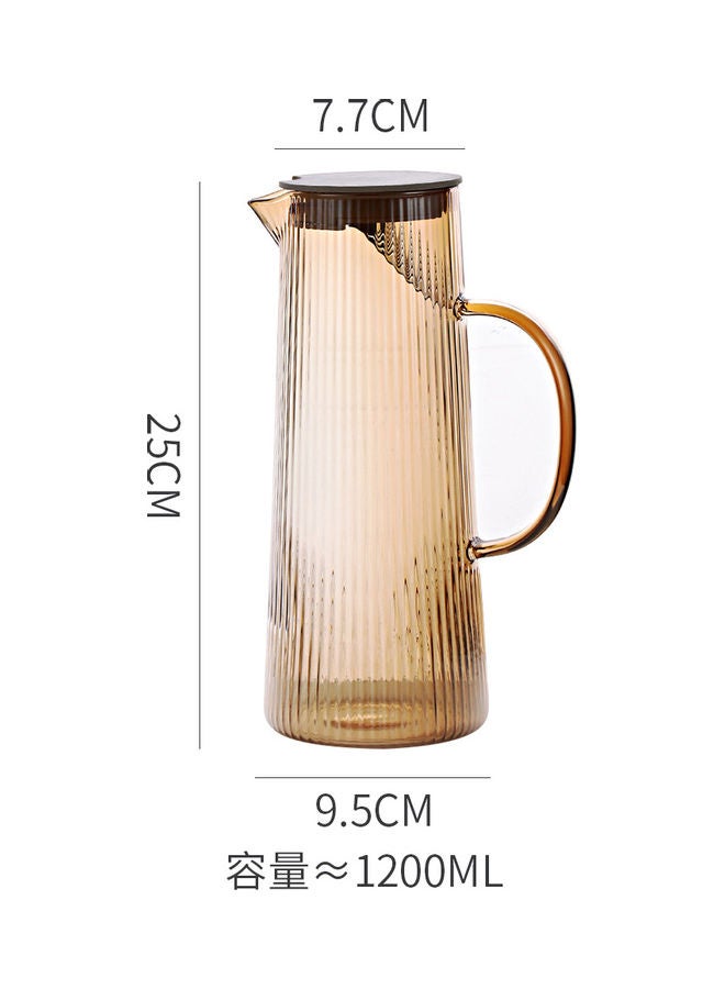 Shuer - Nordic Style Striped Glass Jug Brown 9.5x9.5x25cm - Image 1