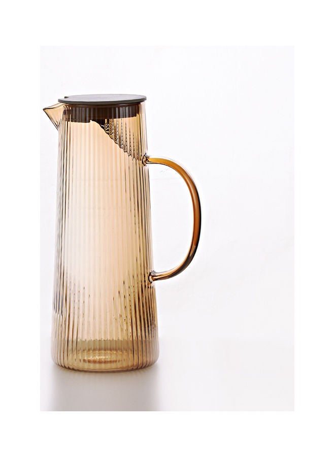 Shuer - Nordic Style Striped Glass Jug Brown 9.5x9.5x25cm - Image 1