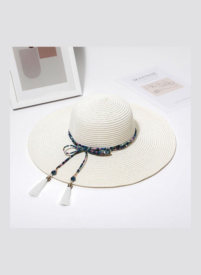 Beauenty Big Brim Straw Hat White/Blue 