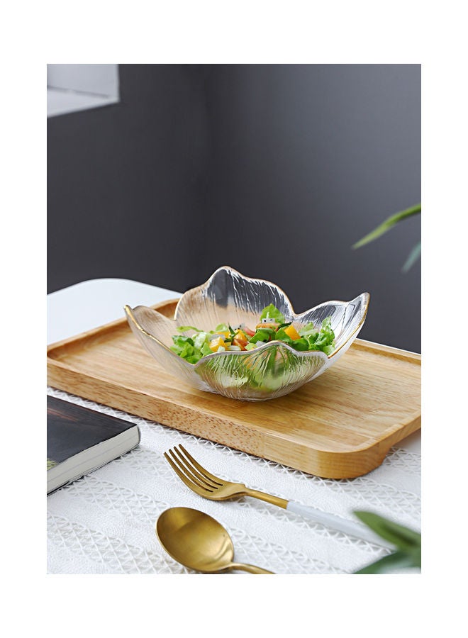 Shuer - Lily Pattern Glass Bowl Clear/Gold 19.5x19.5x7.3cm - Image 1