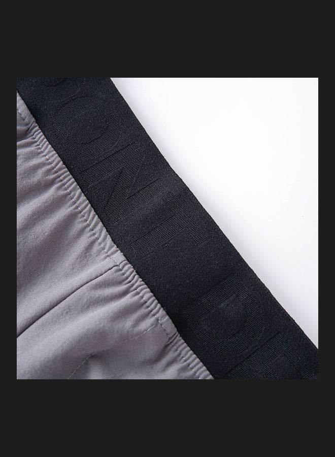 Elastic Waistband Zipper Pocket Quick-Dry Sport Shorts Grey  - Image 3