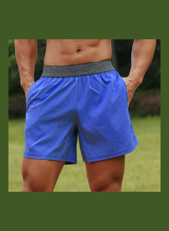 Quick-drying Sports Shorts with Pockets Blue  - Image 1