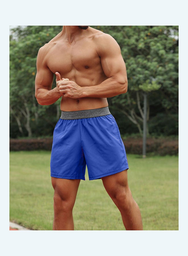 Quick-drying Sports Shorts with Pockets Blue  - Image 2