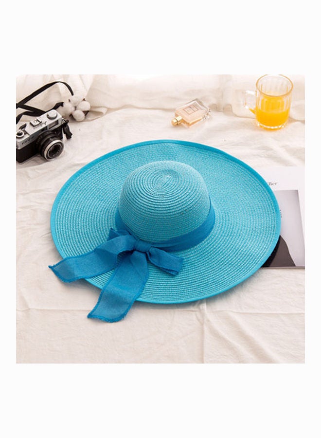Beauenty Wide Brim Straw Hat Blue 