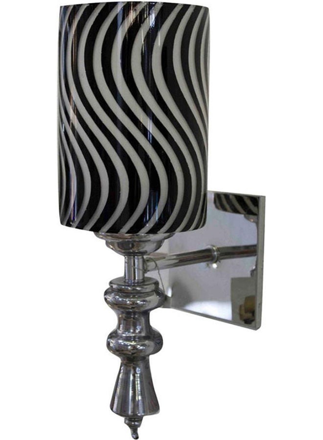 Altahhan Wall Single Lamp with Black Glass Shade Silver - Image 1