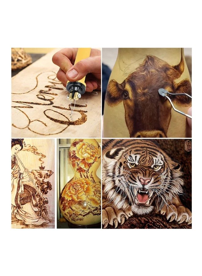 Generic 16-Piece Woodburning Pyrography Pen Machine Set Black/Yellow/Silver  - Image 4