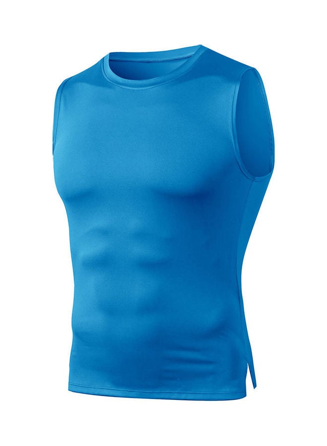 Solid Sleeveless Vest Blue  - Image 1