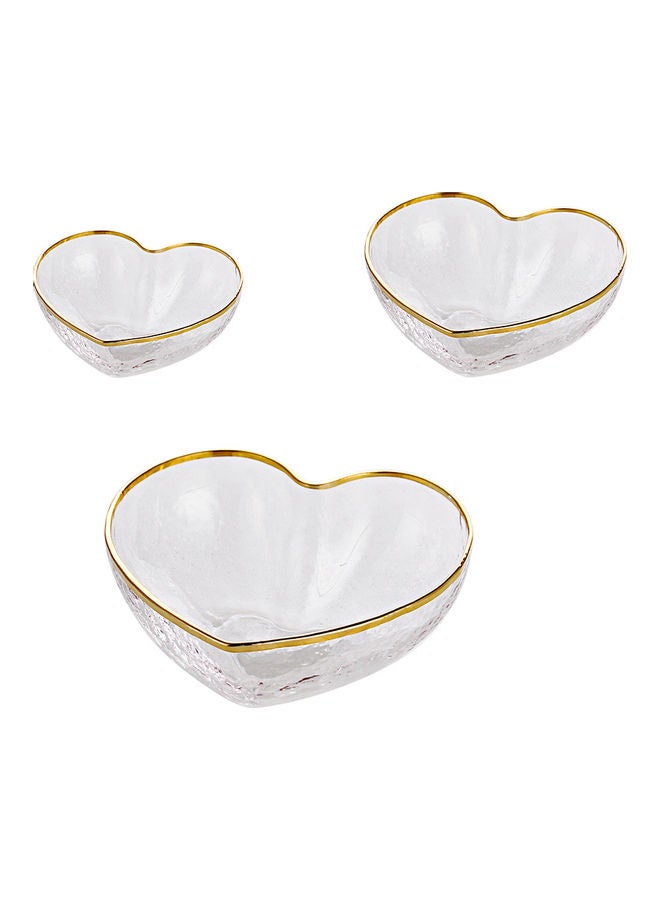 3-Piece Heart Shaped Glass Bowl Set Clear/Gold 14.7x5.5cm - v1617902153/N46400638A_1