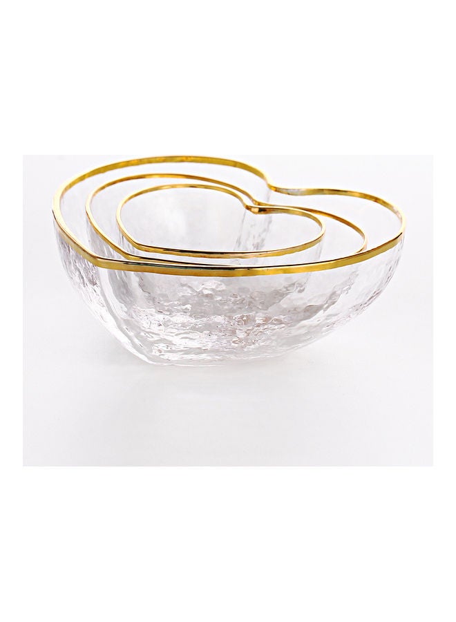 3-Piece Heart Shaped Glass Bowl Set Clear/Gold 14.7x5.5cm - v1617902153/N46400638A_6