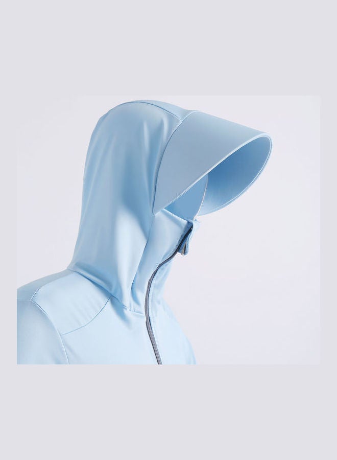 Sun Protection Hooded Long Sleeves Jacket Blue - Image 4