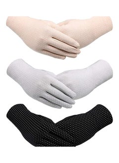 SFMW 3 Pair Of Sun Protective Gloves Beige/Grey/Black 