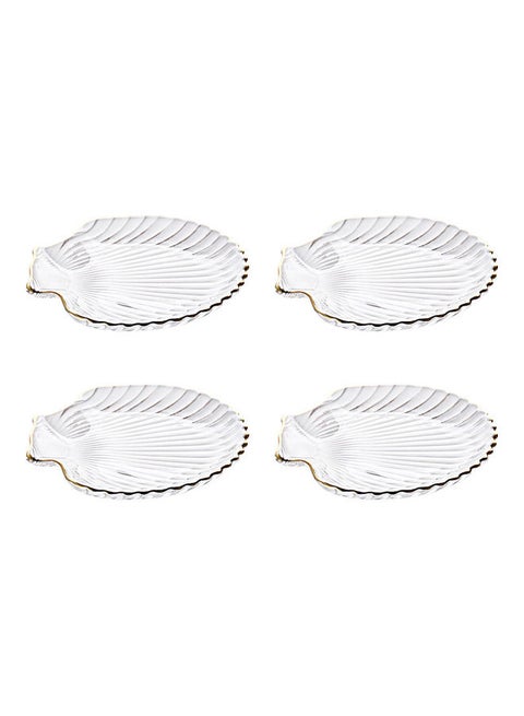 4-Piece Glass Plates Clear 14x12x1.6cm