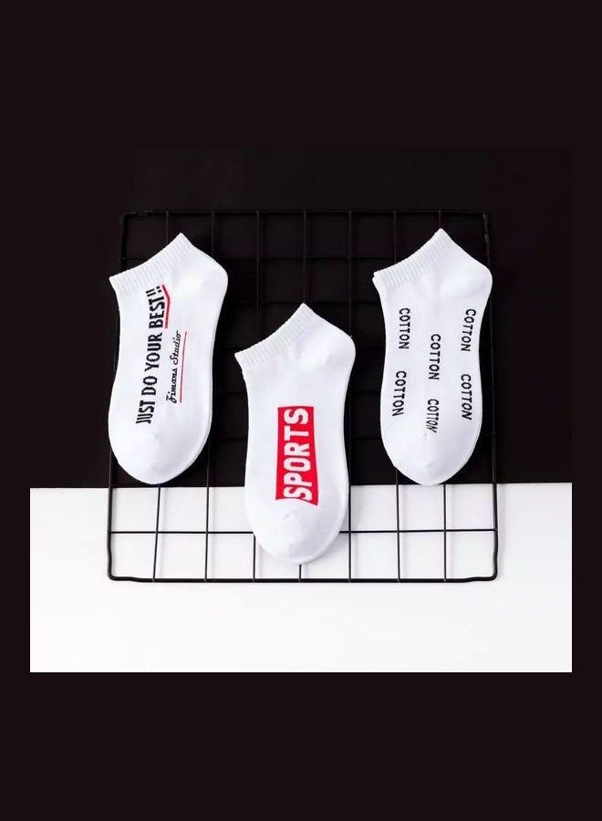 Pack Of 3 Pairs Of Printed Socks White/Red/Black