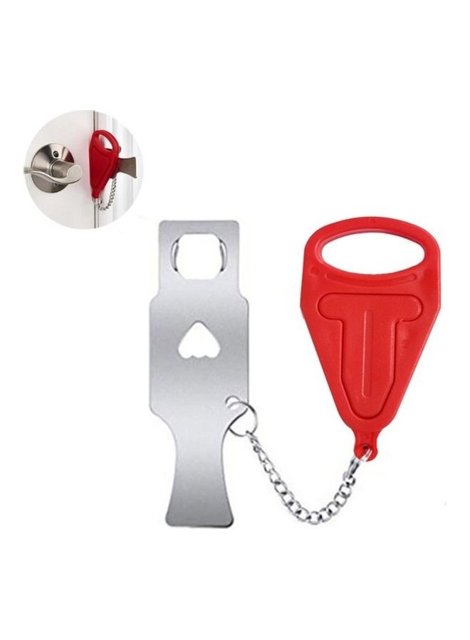 Generic Portable Security Anti-Theft Door Lock Red/Silver  - Image 1