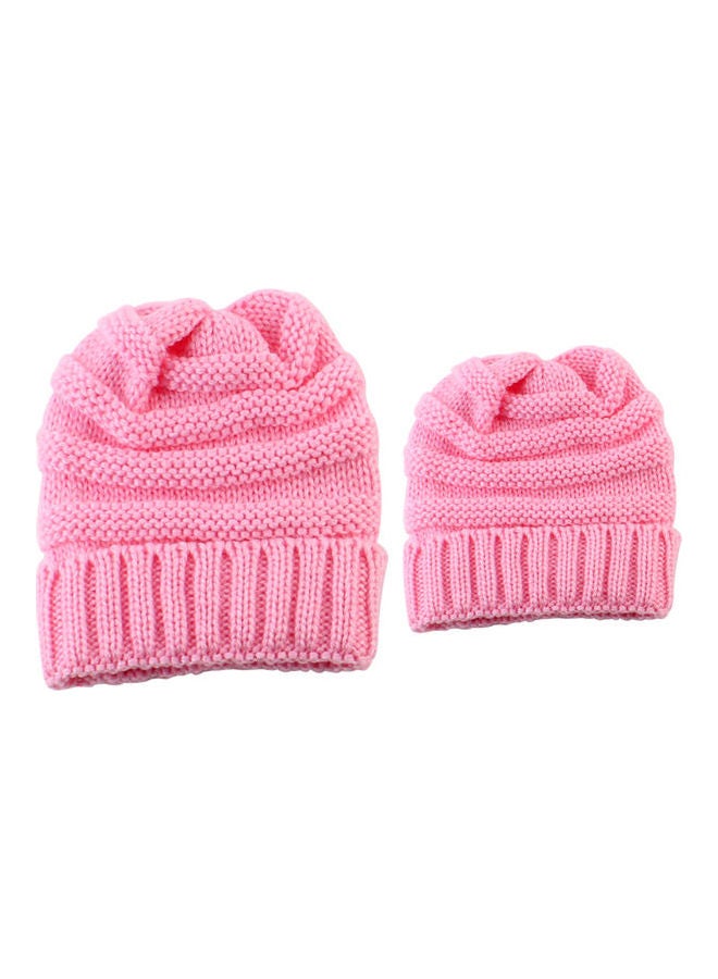 Fashion Men Women Kid Fall Winter Warm Unisex Elastic Head Skull Cap Knit Knitted Wool Crochet Beanie Ski Blank Color Hats Pink - Image 1