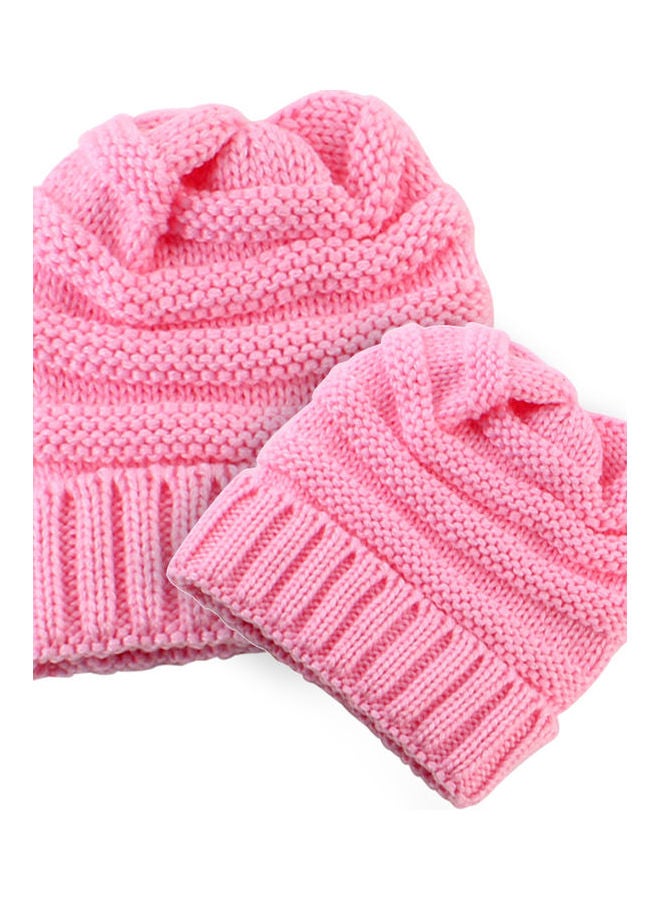 Fashion Men Women Kid Fall Winter Warm Unisex Elastic Head Skull Cap Knit Knitted Wool Crochet Beanie Ski Blank Color Hats Pink - Image 2