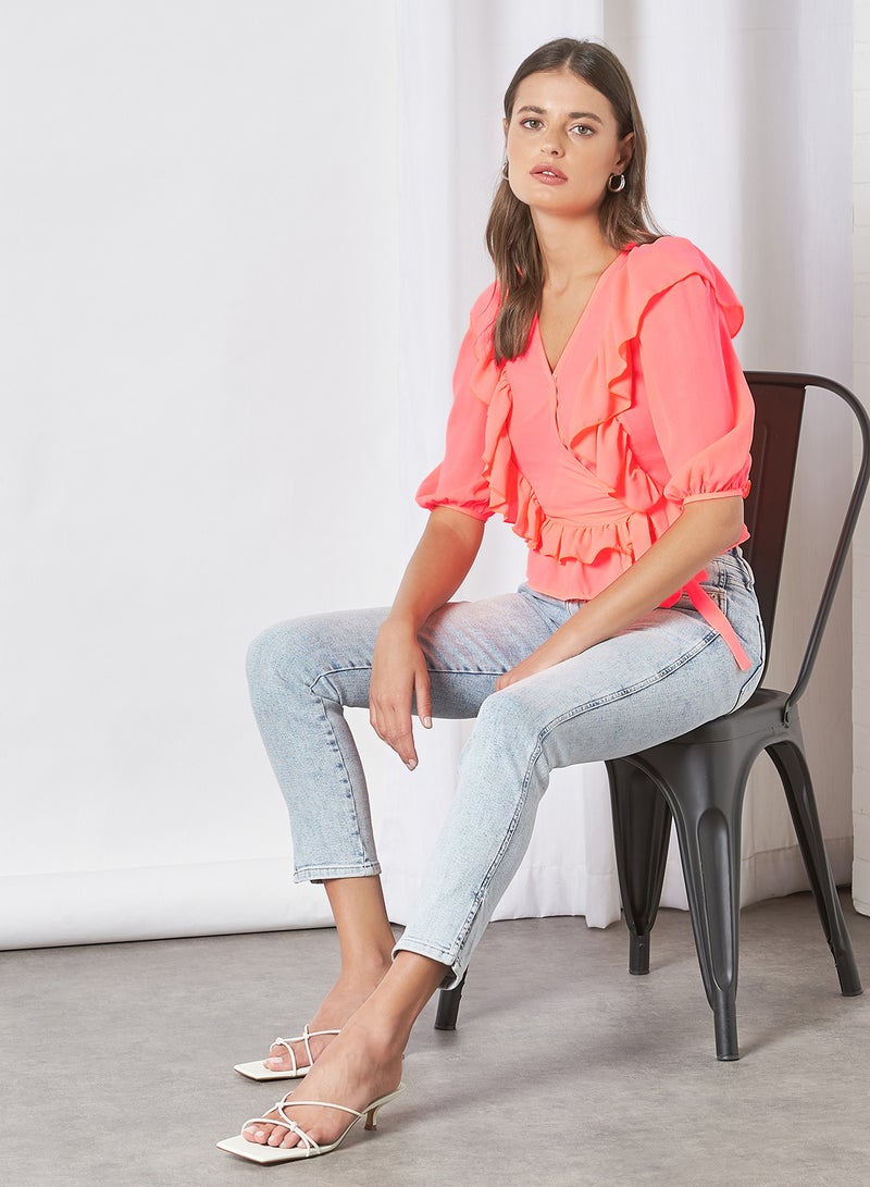 Aila Ruffle Detailed Top Pink - Image 1