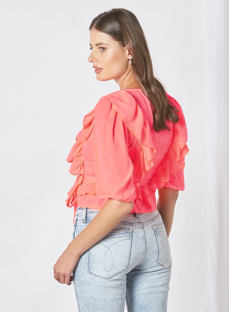Aila Ruffle Detailed Top Pink - Image 3