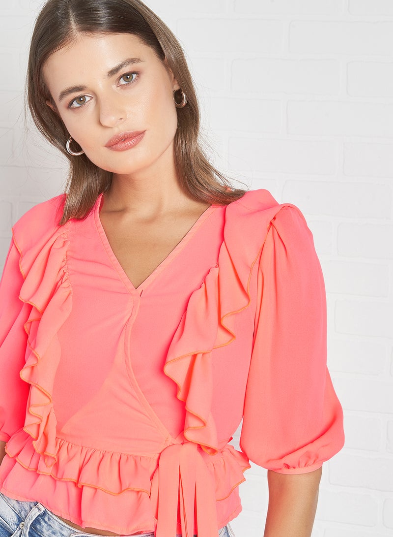 Aila Ruffle Detailed Top Pink - Image 4