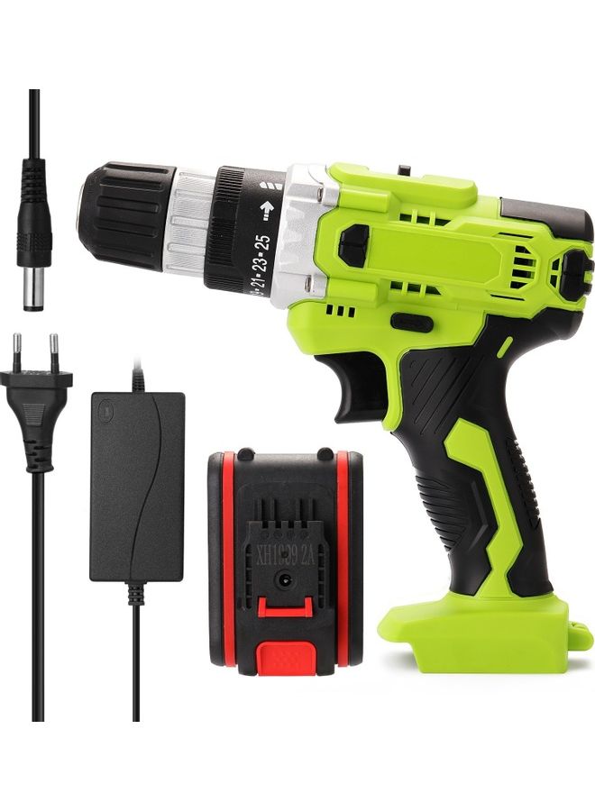 Electric Impact Cordless Drill With Battery And Charging Adapter Green/Black/Red - Image 1