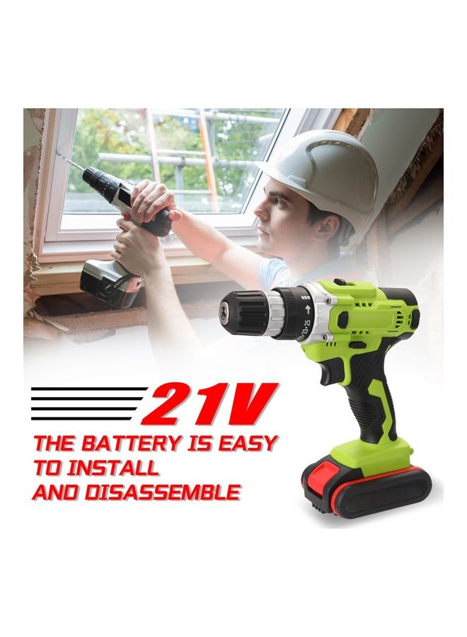 Electric Impact Cordless Drill With Battery And Charging Adapter Green/Black/Red - Image 2