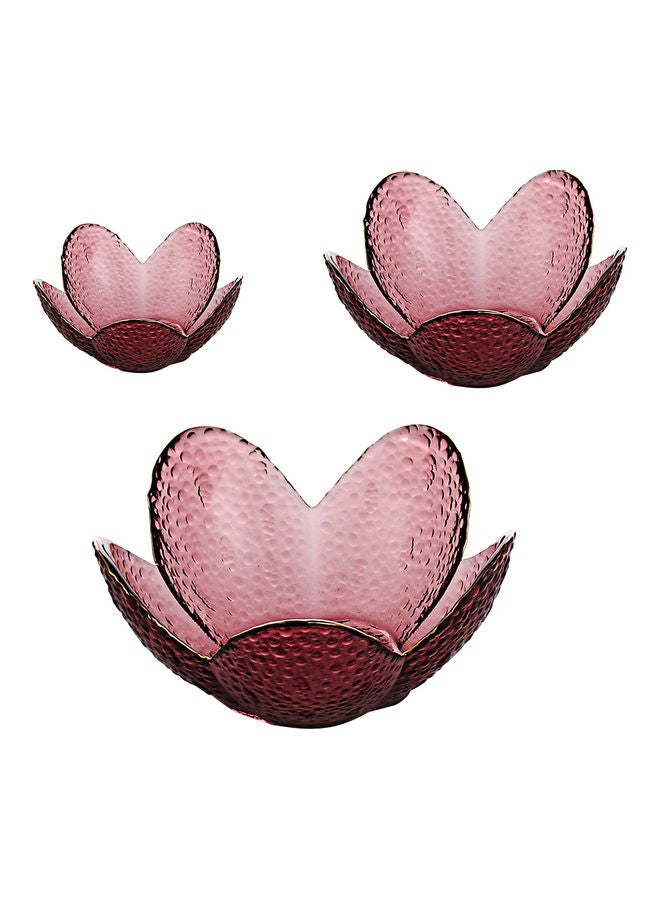 Shuer 3-Piece Lotus Glass Plates Red 16.5x7.5x9cm  - Image 1