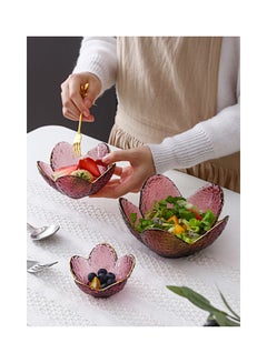 Shuer 3-Piece Lotus Glass Plates Red 16.5x7.5x9cm  - Image 3