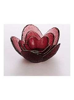 Shuer 3-Piece Lotus Glass Plates Red 16.5x7.5x9cm  - Image 5
