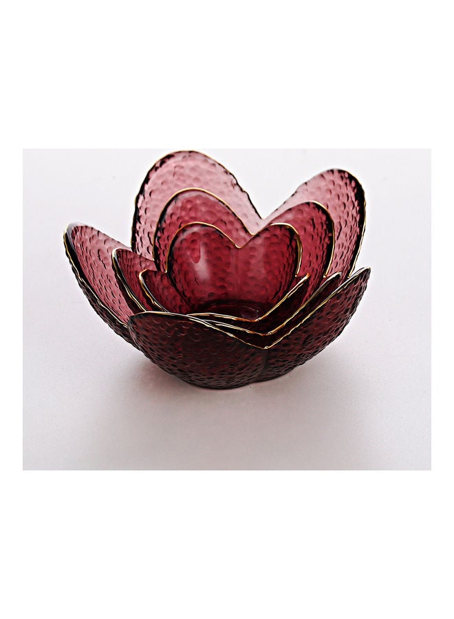 Shuer 3-Piece Lotus Glass Plates Red 16.5x7.5x9cm  - Image 5