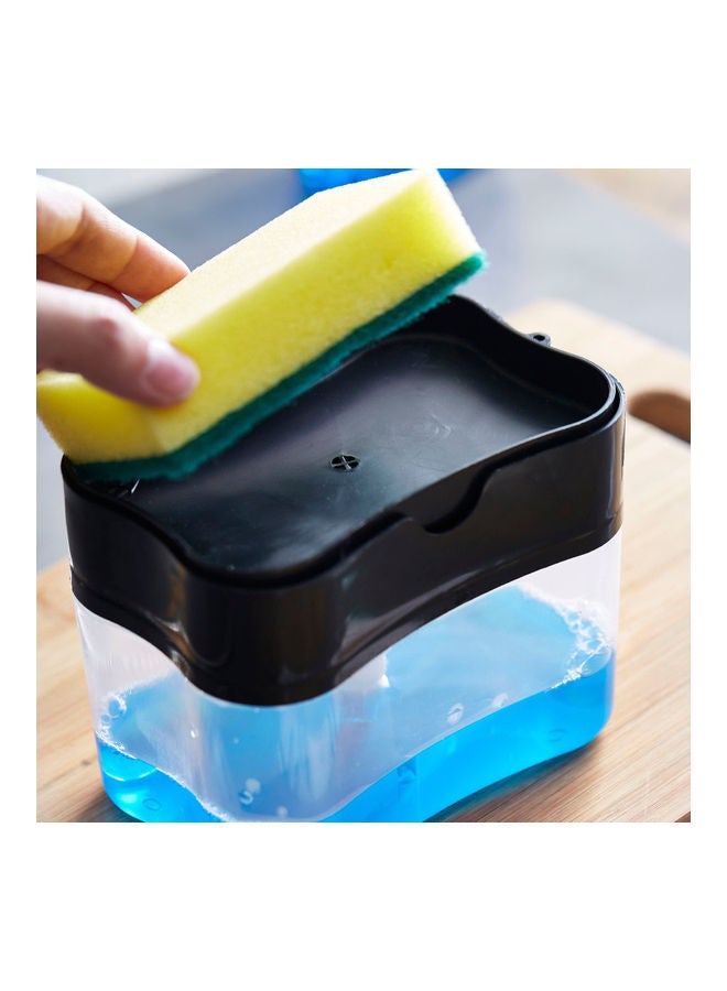 Soap Dispenser And Sponge Holder With Sponge Clear/Black/Yellow 13.8x9x10cm - v1617909253/N46400953A_2