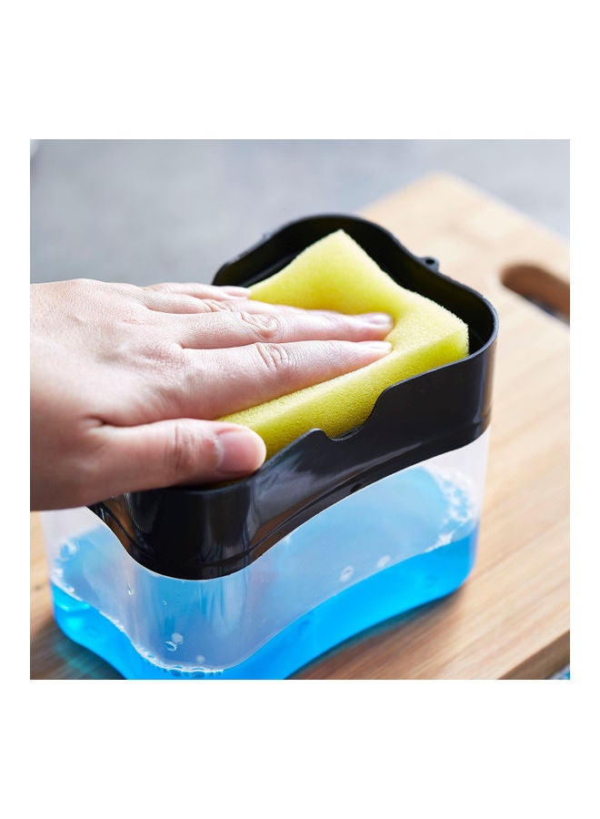 هوم بوكس موزع صابون وحامل إسفنجة وإسفنجة شفاف/ أسود/ أصفر 13.8x9x10سم - Image 3