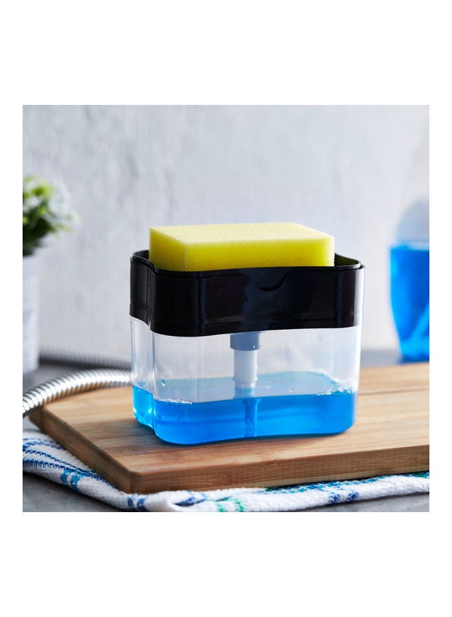 Soap Dispenser And Sponge Holder With Sponge Clear/Black/Yellow 13.8x9x10cm - v1617909253/N46400953A_5