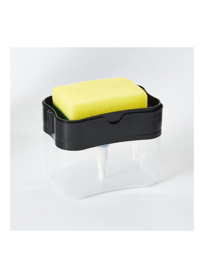 Soap Dispenser And Sponge Holder With Sponge Clear/Black/Yellow 13.8x9x10cm - v1617909253/N46400953A_6