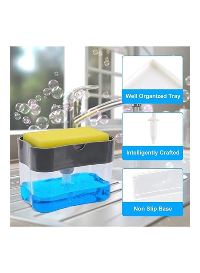 Soap Dispenser And Sponge Holder With Sponge Clear/Black/Yellow 13.8x9x10cm - v1617909253/N46400953A_7