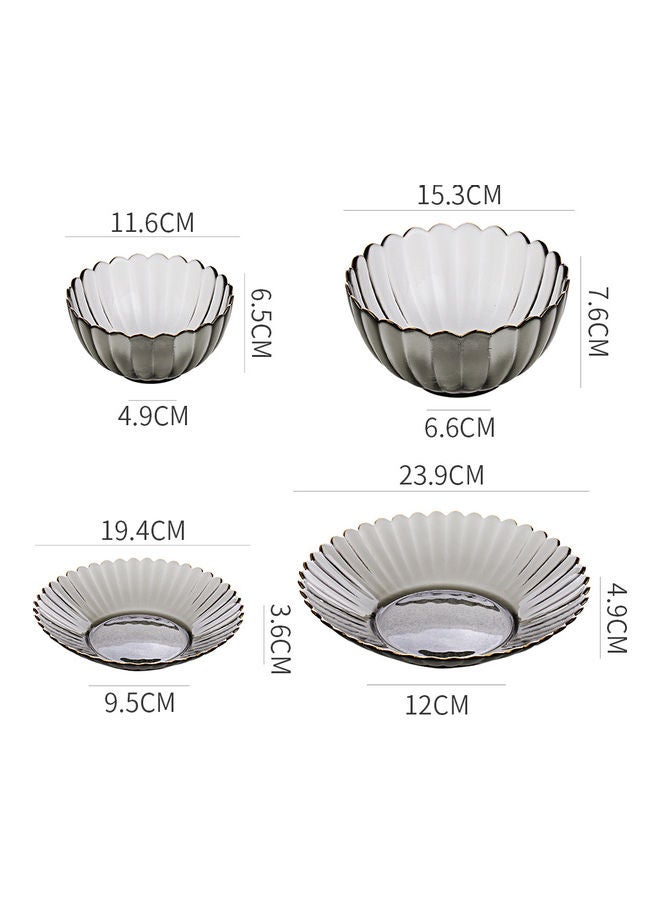 شور طقم أطباق تقديم زجاجية مع صحون عميقة مكون من 4 قطع رمادي 23.9x12x4.9سم  - Image 4