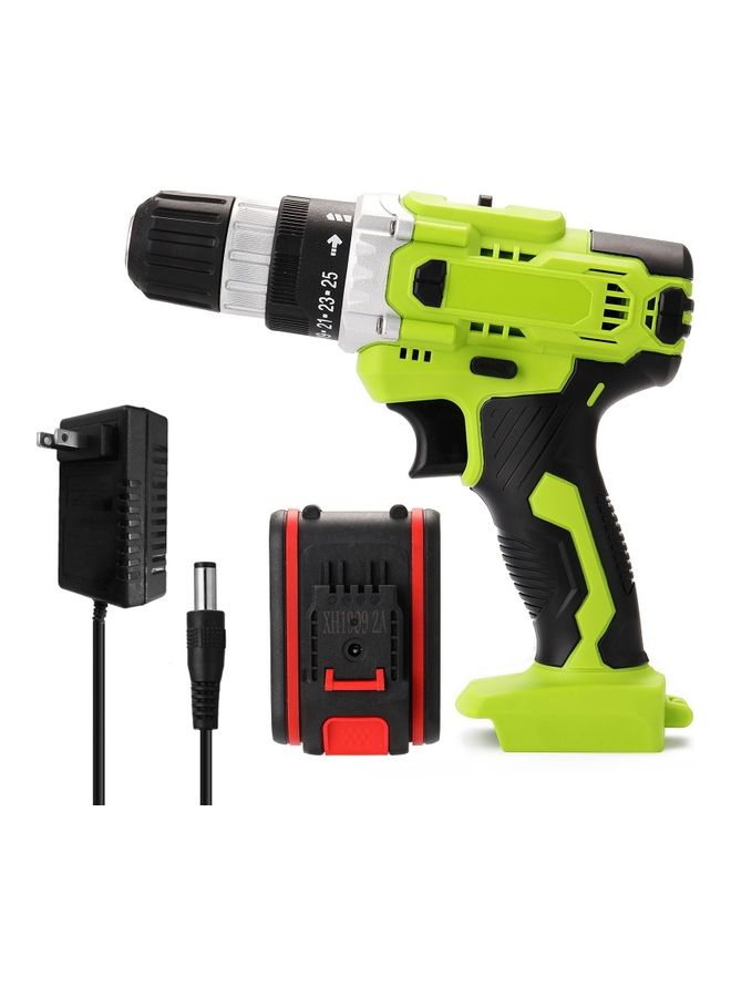 Electric Impact Cordless Drill With Battery And Charging Adapter Green/Black/Red - Image 1