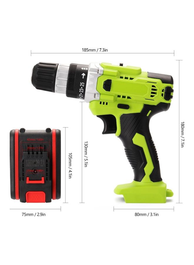 Electric Impact Cordless Drill With Battery And Charging Adapter Green/Black/Red - Image 4