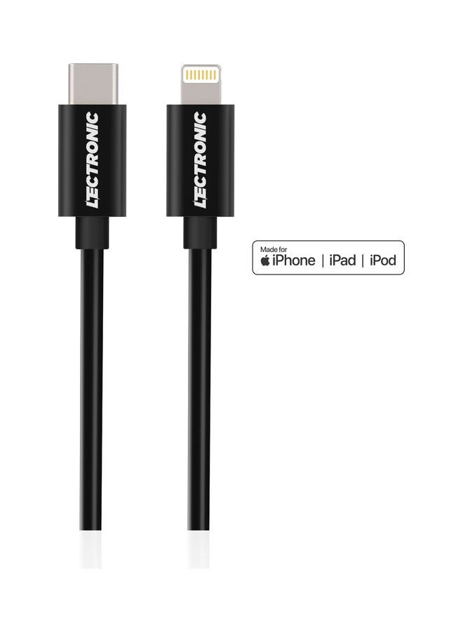 LeCtronic Premium TPE Charging/Sync. Type C-To Lightning iPhone Cable Black  - Image 2