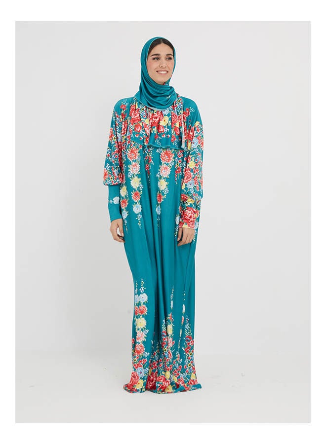 أرت لوك فستان طويل للصلاة بأكمام طويلة وطبعة زهور  - Image 1