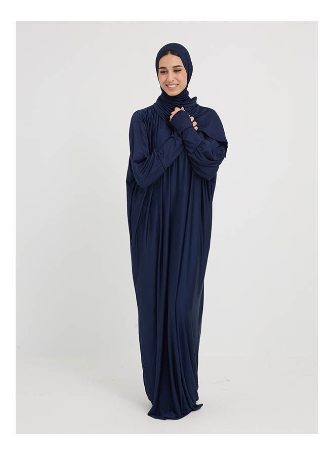 أرت لوك فستان طويل مريح بأكمام طويلة للصلاة أزرق داكن  - Image 1