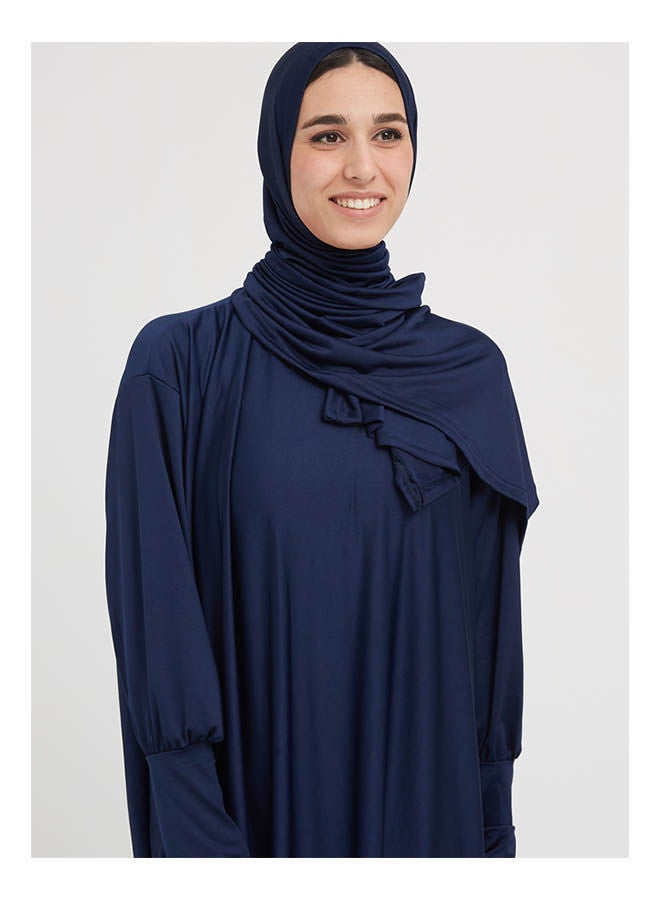 أرت لوك فستان طويل مريح بأكمام طويلة للصلاة أزرق داكن  - Image 3