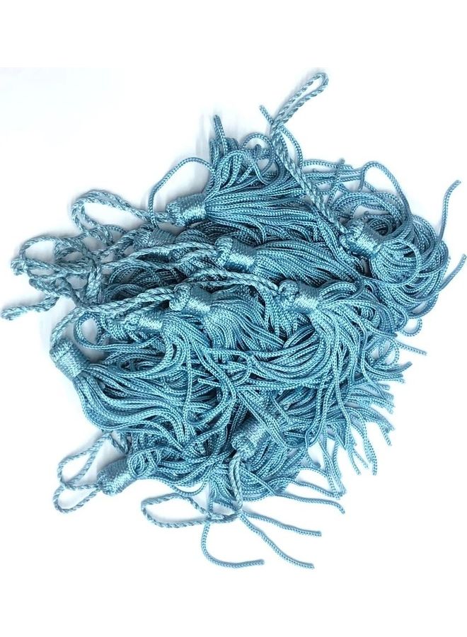 12-Piece Craft Nylon Tassel Thread Light Blue  - Image 1
