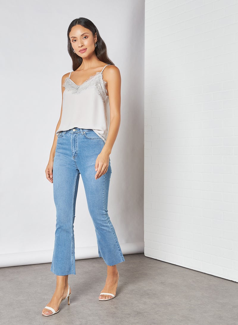 trendyol - Lace Detail Blouse Gray - Image 1
